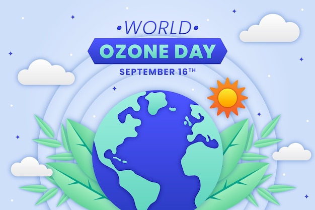 Free Vector paper style world ozone day background