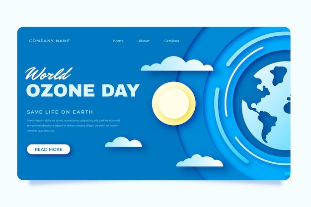 Paper style world ozone day landing page template