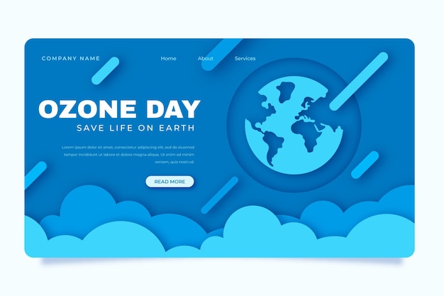 Free vector paper style world ozone day landing page template