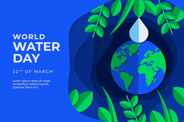 Paper style world water day background