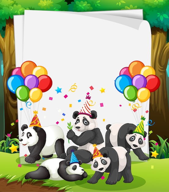 Paper template with cute animals in party theme