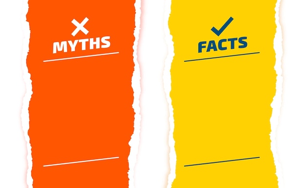 Free Vector paper torn style myths vs facts versus battle with text space