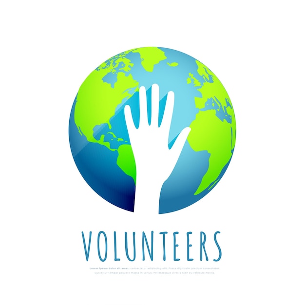 Free Vector papercut volunteer hand up with earth globe design vector