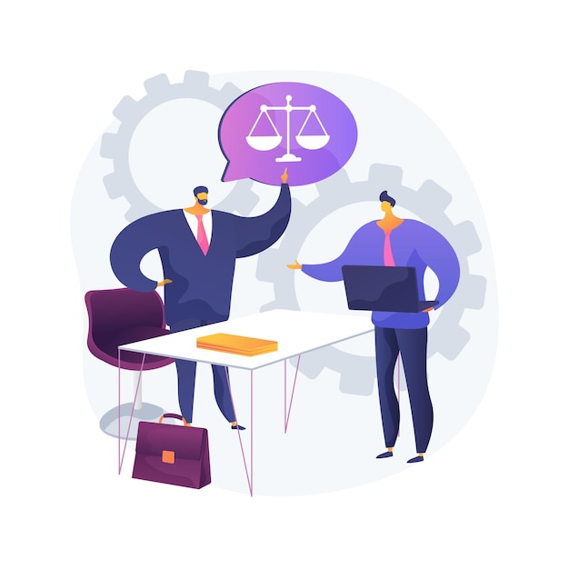 Free Vector paralegal services abstract concept   illustration. delegated legal work, organizing files, drafting documents, legal research, law firm, write report, litigation  