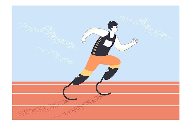 Free Vector paralympic athlete running flat illustration