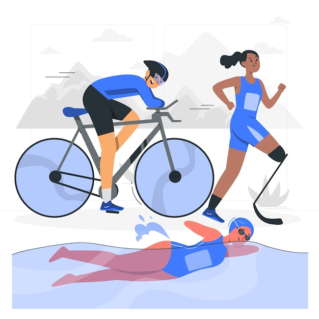 Free Vector paralympic triathlon concept illustration