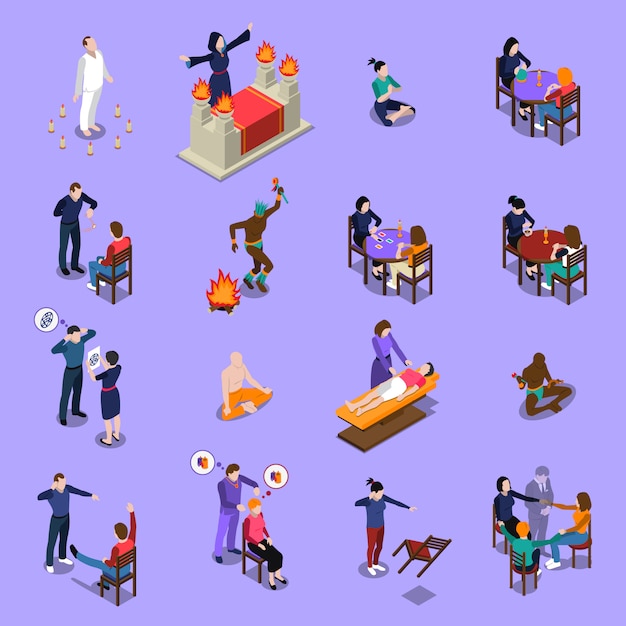 Free vector paranormal abilities isometric set