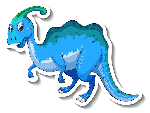 Parasaurolophus dinosaur cartoon character sticker