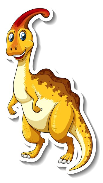 Parasaurolophus dinosaur cartoon character sticker