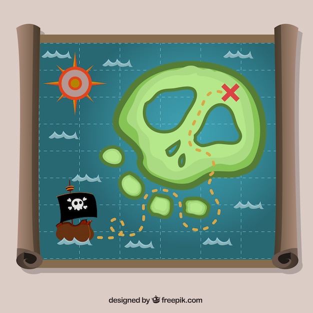 Free Vector parchment with skull island