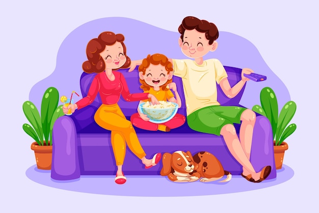 Free Vector parents and child spending time together