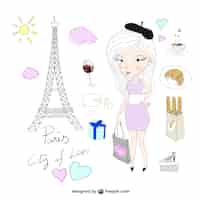 Free vector paris illustrations pack