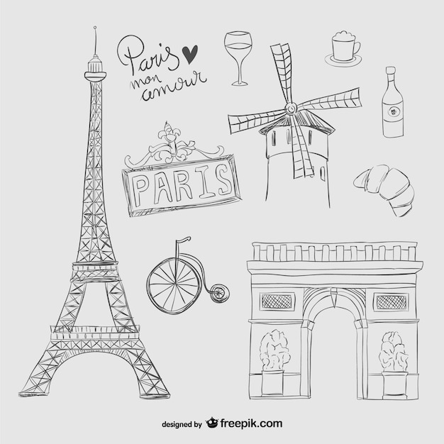 Free Vector paris scribbles