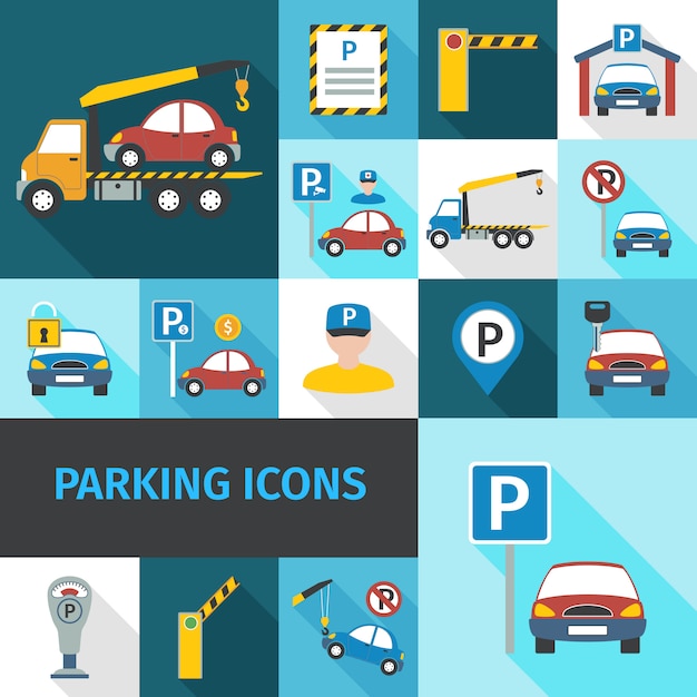 Parking Icons Flat