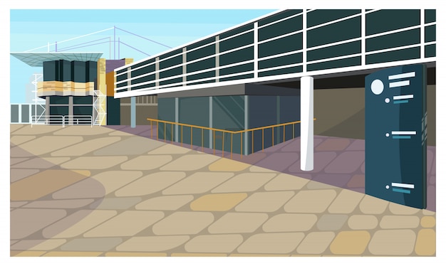 Parking lot for block house illustration