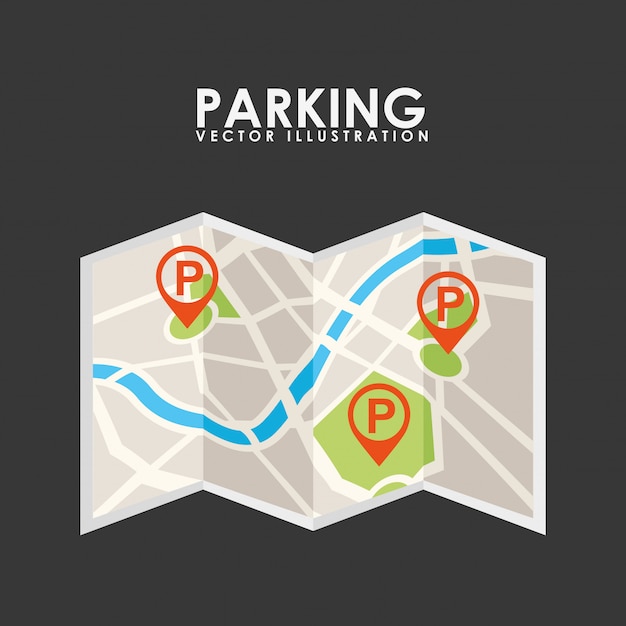 parking service, paper map