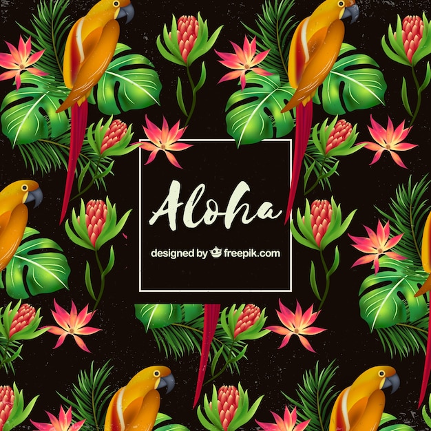 Free Vector parrot pattern aloha background