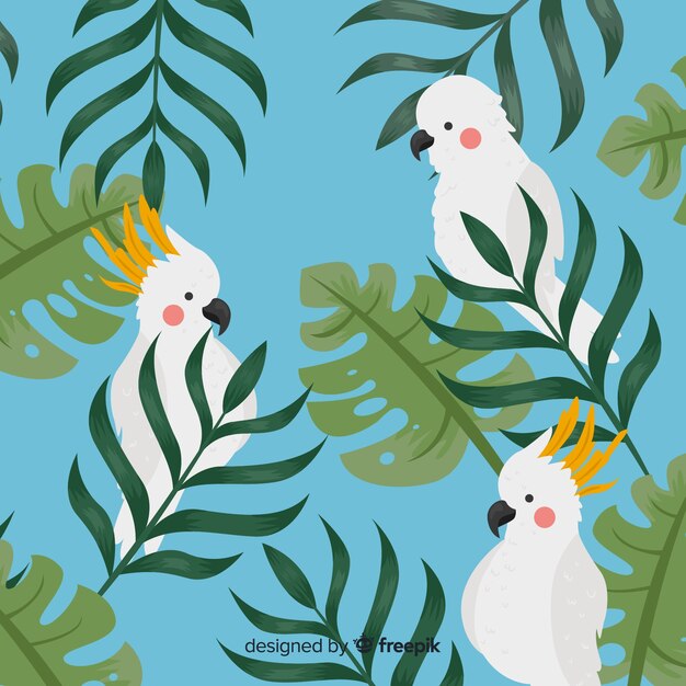 Free Vector parrots tropical background