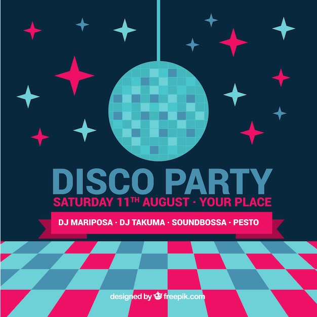 Free Vector party background with disco ball