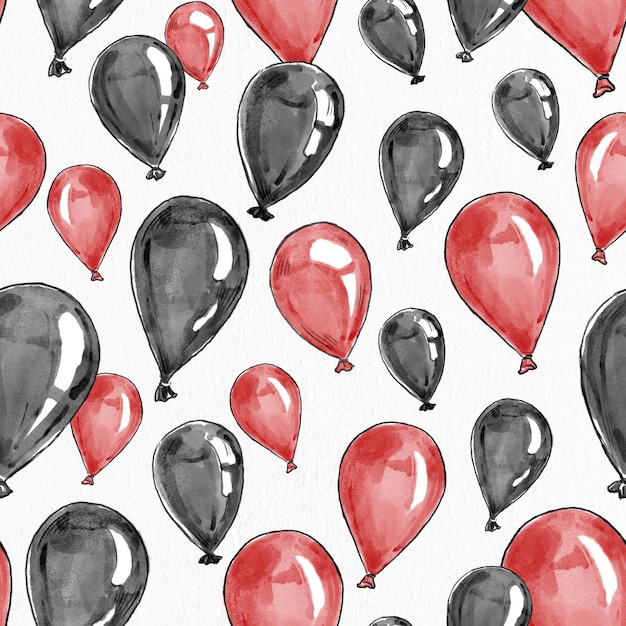 Party balloon background vector in red and black