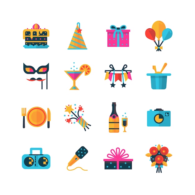 Free Vector party color icons set