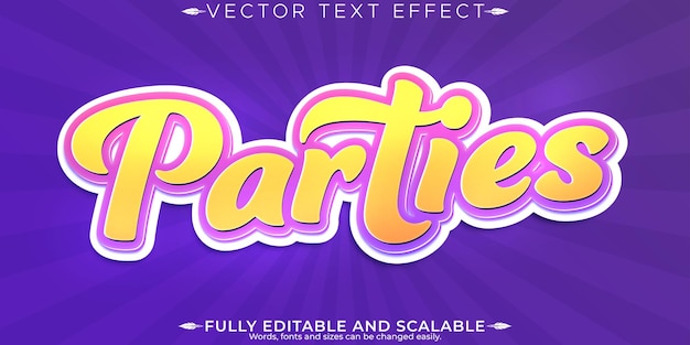 Free Vector party editable text effect editable cartoon and fun text style