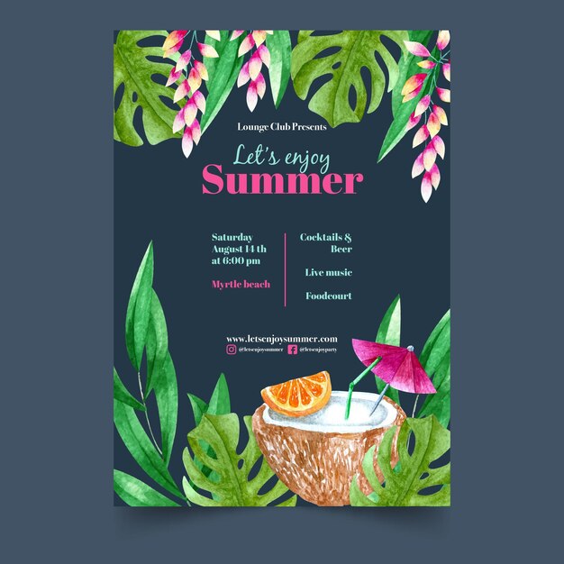 Party flyer template tropical