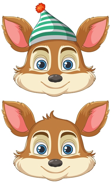 Free Vector party hatclad deer with a playful expression