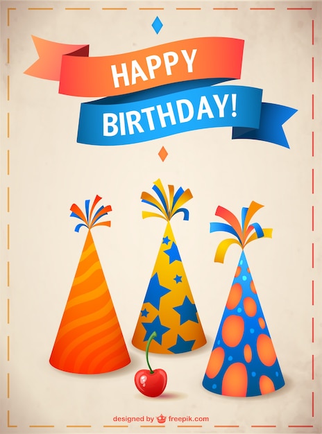 Free Vector party hats card 