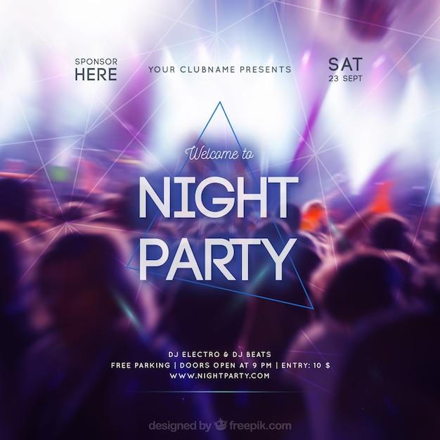 Free Vector party invitation design with crowd