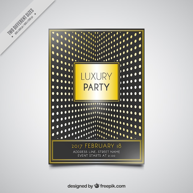 Party leaflet template with golden elements