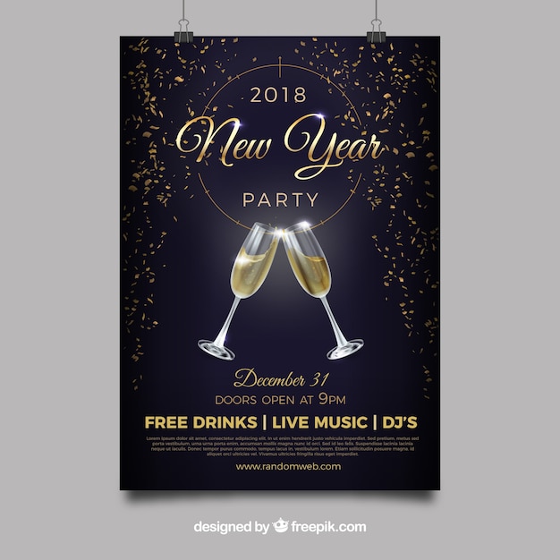 Free Vector party new year poster 