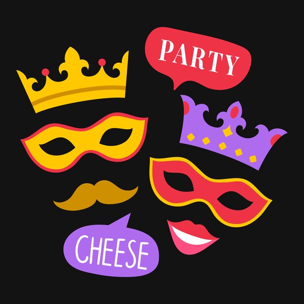 Party photo booth props vector