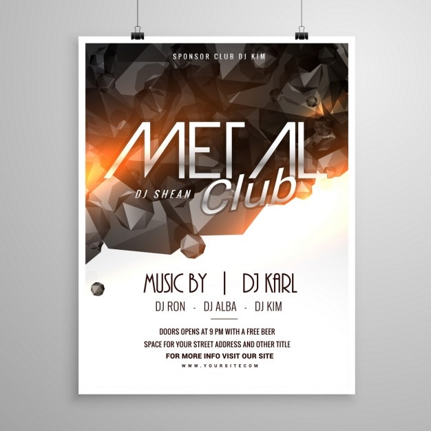 Free vector party poster in metal club