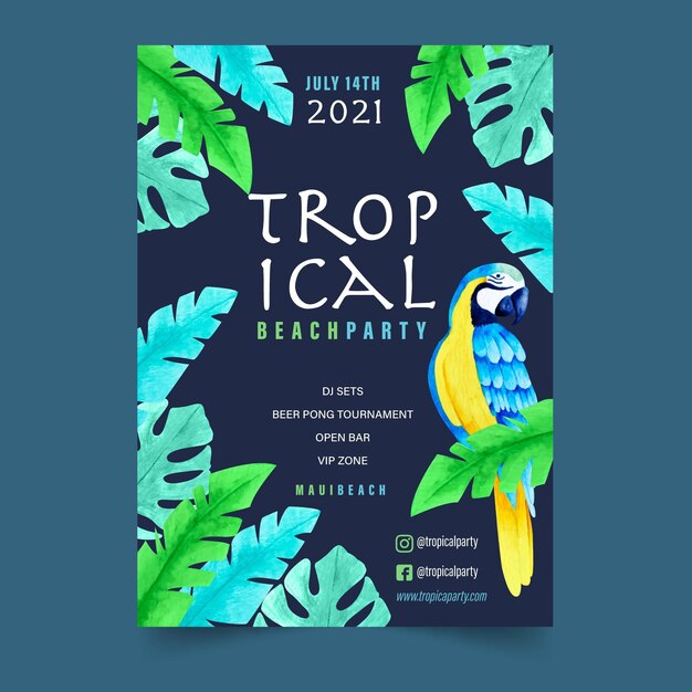 Party poster template tropical