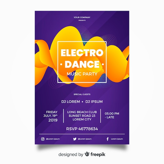 Party poster template with abstract shapes