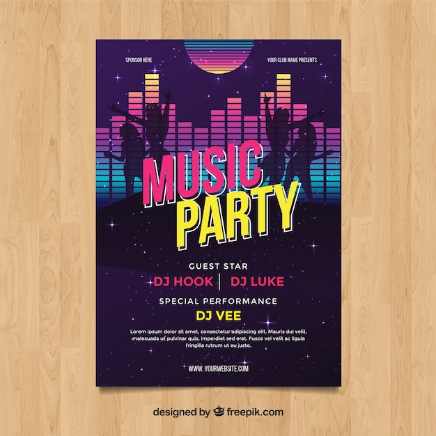 Free Vector party poster template with abstract style