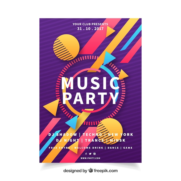 Party poster with fun geometric shapes