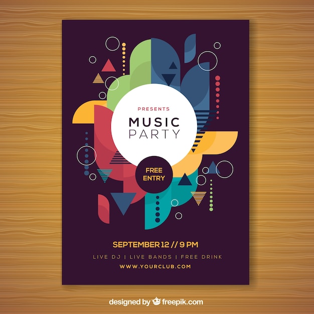 Free Vector party poster with geometric composition