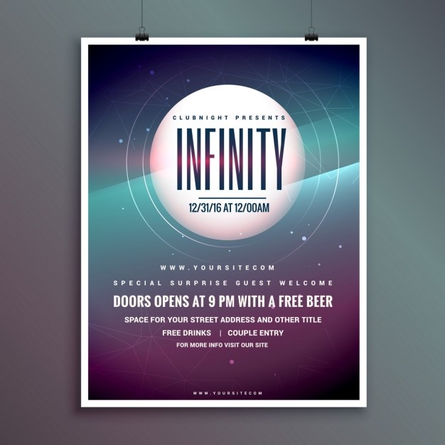 Free Vector party poster with outer space theme