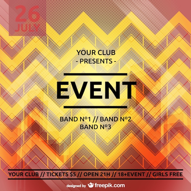 Free vector party poster zig zag template