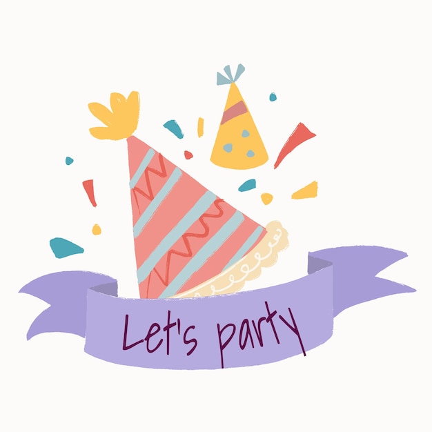 Free Vector party template sticker, cute banner graphic vector