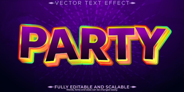 Free Vector party text effect editable celebration and fun customizable font style