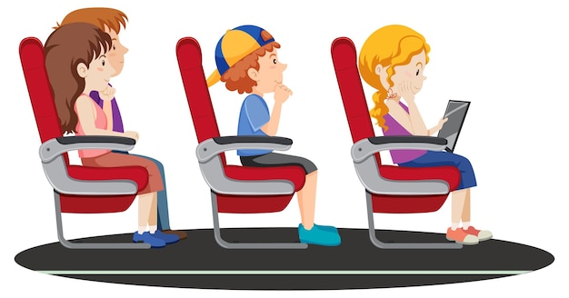 Free vector passengers sitting in seats on white background