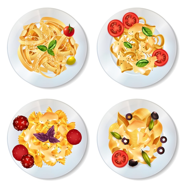 Free Vector pasta dishes set