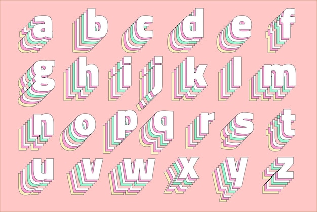 Free Vector pastel alphabet layered vector set typography