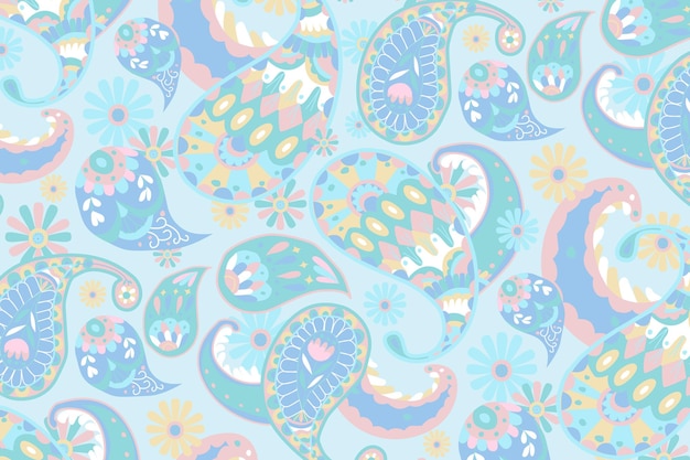 Free Vector pastel blue paisley pattern  ornamental background