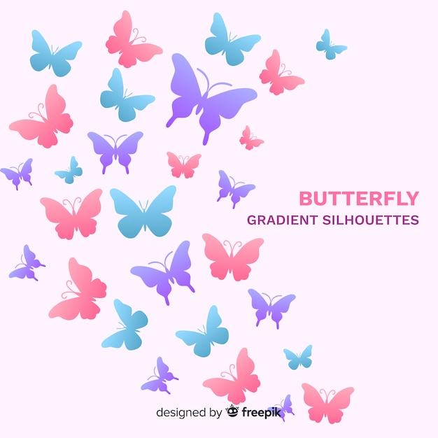 Pastel color butterflies flying background