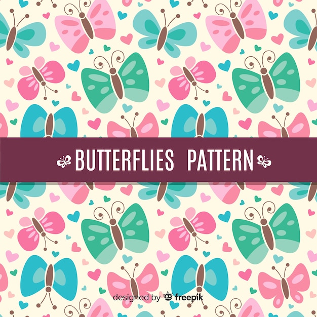 Free vector pastel color butterfly pattern