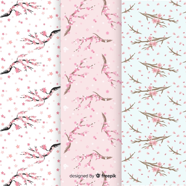 Free Vector pastel color cherry  blossom pattern